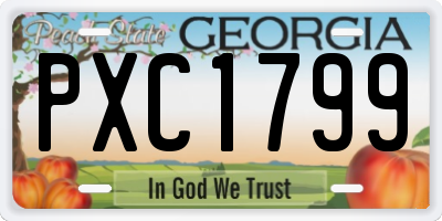 GA license plate PXC1799