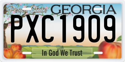 GA license plate PXC1909