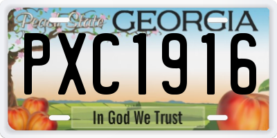 GA license plate PXC1916