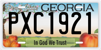 GA license plate PXC1921