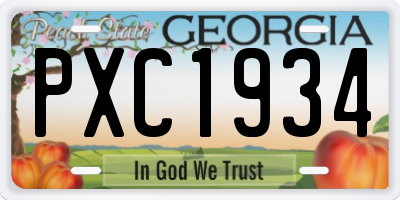 GA license plate PXC1934