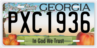 GA license plate PXC1936