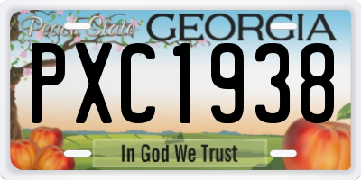 GA license plate PXC1938