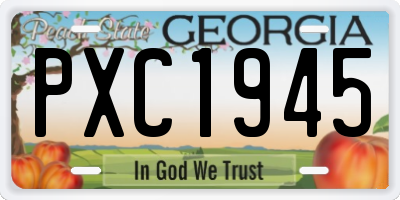 GA license plate PXC1945
