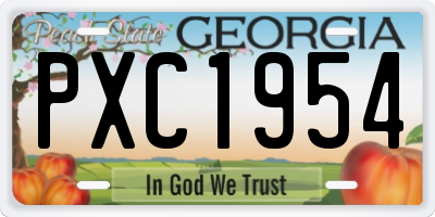 GA license plate PXC1954