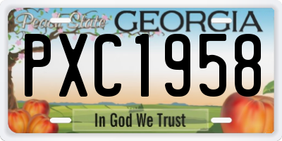 GA license plate PXC1958