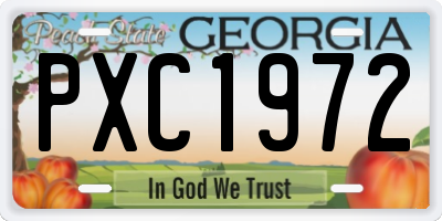 GA license plate PXC1972