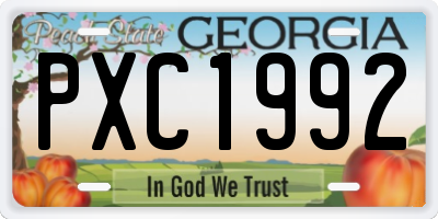 GA license plate PXC1992