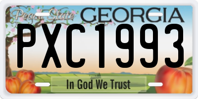 GA license plate PXC1993