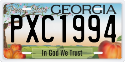 GA license plate PXC1994