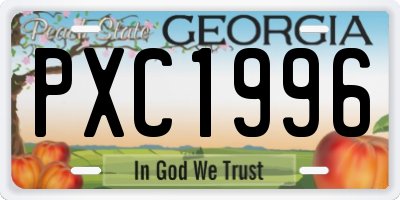 GA license plate PXC1996