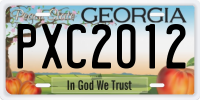 GA license plate PXC2012