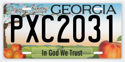 GA license plate PXC2031