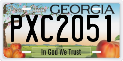 GA license plate PXC2051