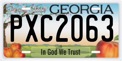 GA license plate PXC2063