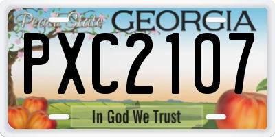 GA license plate PXC2107