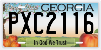 GA license plate PXC2116