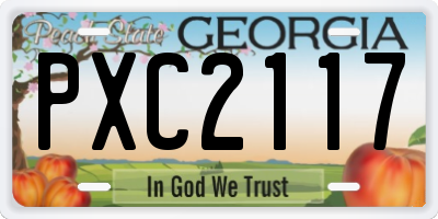 GA license plate PXC2117