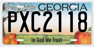 GA license plate PXC2118