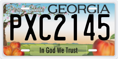 GA license plate PXC2145
