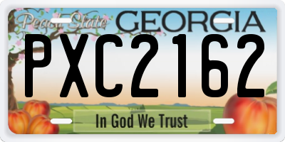 GA license plate PXC2162