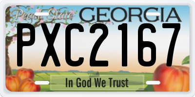 GA license plate PXC2167