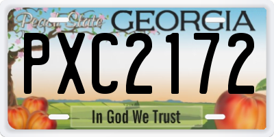 GA license plate PXC2172