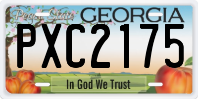GA license plate PXC2175