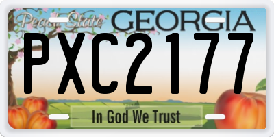 GA license plate PXC2177