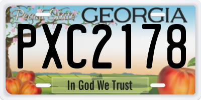 GA license plate PXC2178