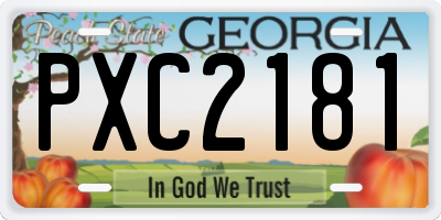 GA license plate PXC2181
