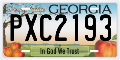GA license plate PXC2193