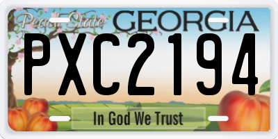 GA license plate PXC2194