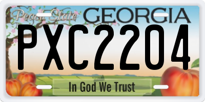GA license plate PXC2204