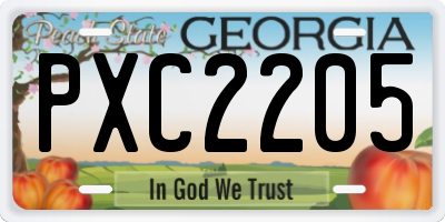 GA license plate PXC2205