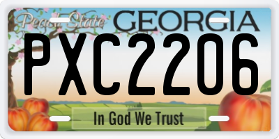 GA license plate PXC2206