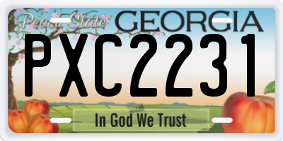 GA license plate PXC2231