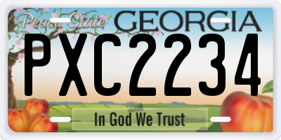 GA license plate PXC2234