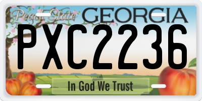 GA license plate PXC2236