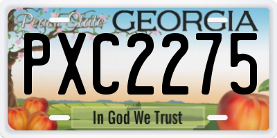 GA license plate PXC2275