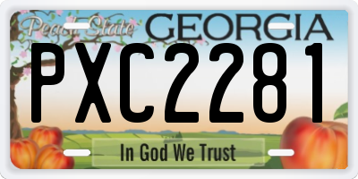 GA license plate PXC2281