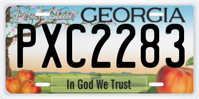 GA license plate PXC2283