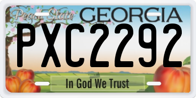 GA license plate PXC2292
