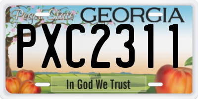 GA license plate PXC2311