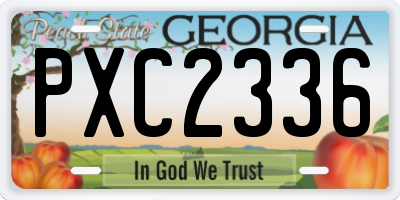 GA license plate PXC2336