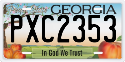 GA license plate PXC2353