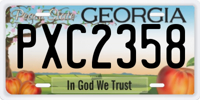 GA license plate PXC2358
