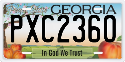 GA license plate PXC2360