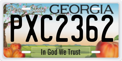 GA license plate PXC2362