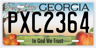GA license plate PXC2364